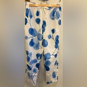 Blue Floral Print Pants